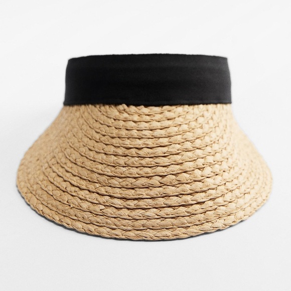 NWOT Zara Beige/Black Raffia Vizor. Size S-M. main image 5